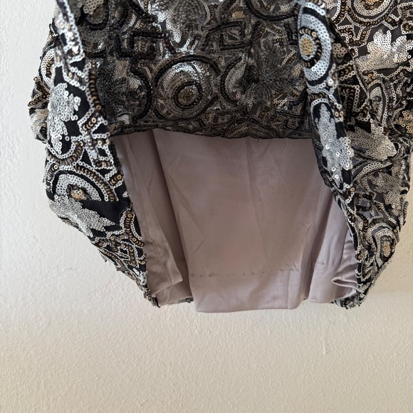 Sue Wong Nocturne Sequin Cocktail Dress Women's Size‎ 10 Black Silver Gold - Picture 5 of 8